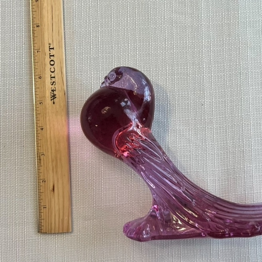 Vintage Art Glass Bird Accent Decor Pouter Pigeon Lavender Ice 6.5” x 7” - Picture 6 of 12